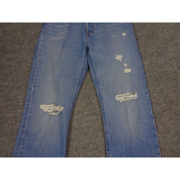 Levi's 501 Jeans Womens 27x30 Blue Premium Distressed Button Fly Straight Leg - Picture 3 of 12